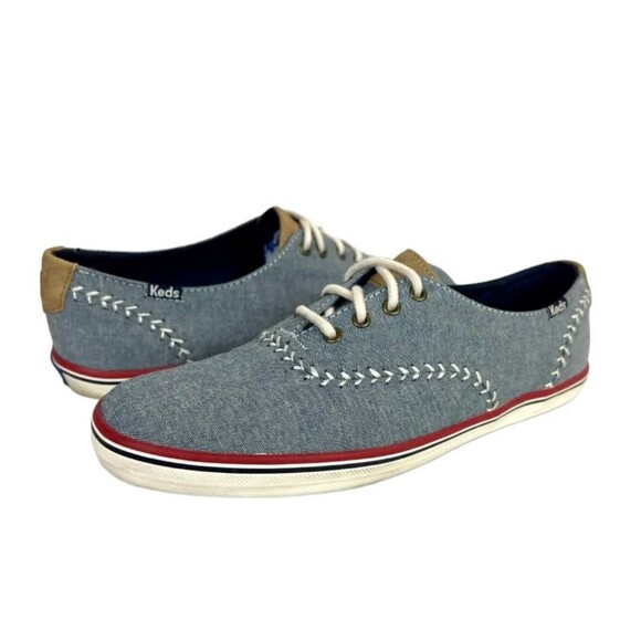 Keds Champion Pennant Sneakers  Womens Size 8  Blue Canvas w Baseball Stitching - Picture 10 of 11